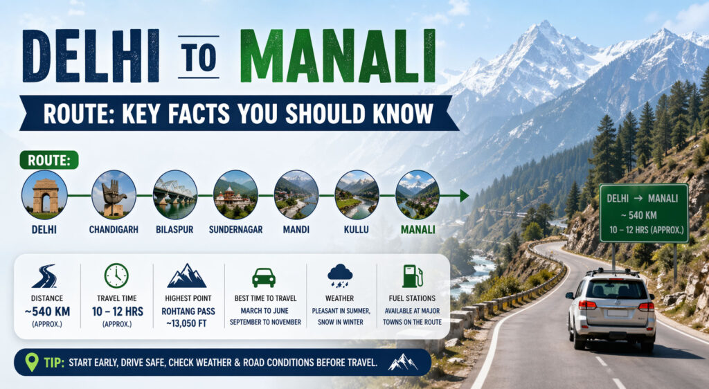 Delhi to Manali Route: Key Facts You Should Know