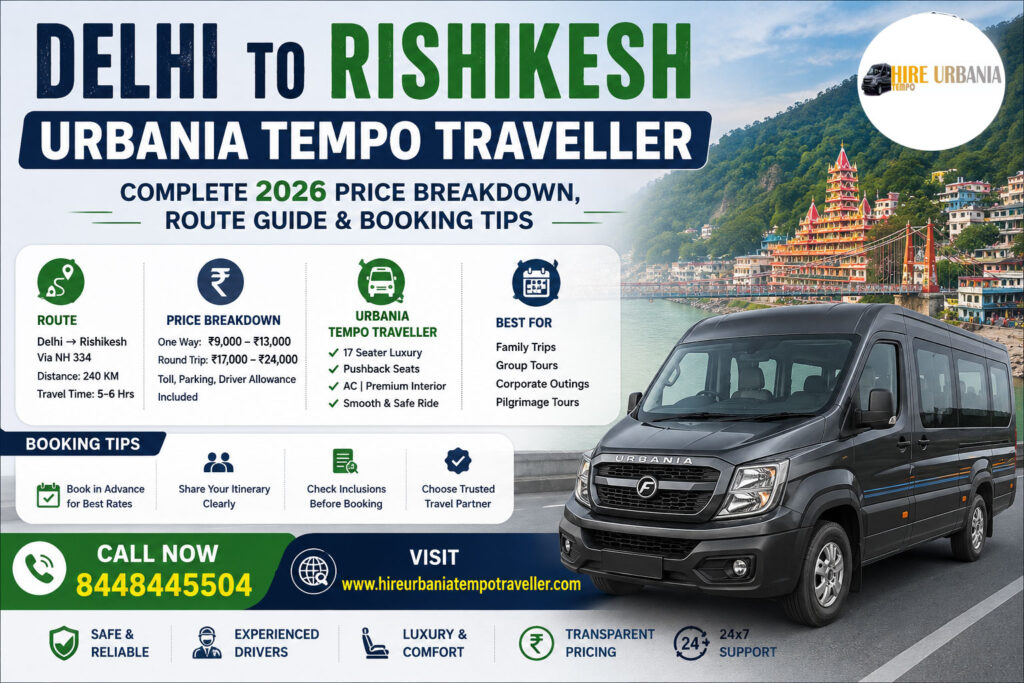 Delhi to Rishikesh Urbania Tempo Traveller