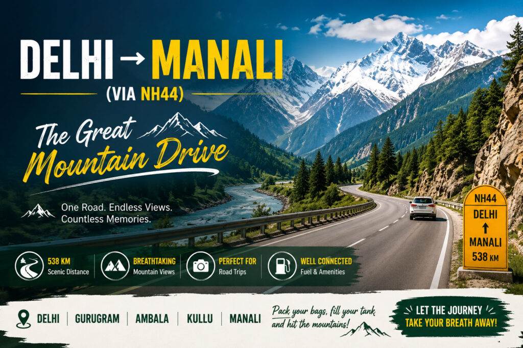 Delhi to manali