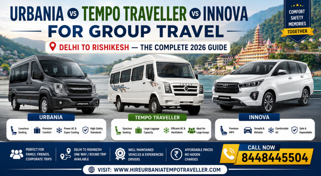Urbania vs Tempo Traveller vs Innova Delhi to Rishikesh