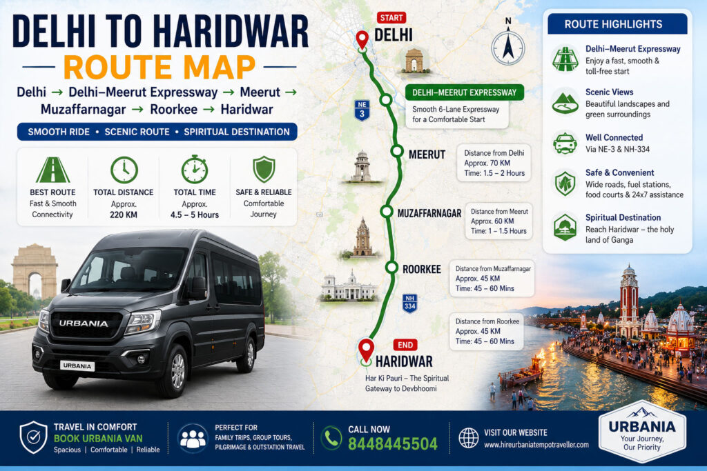 Delhi to Haridwar Route Map