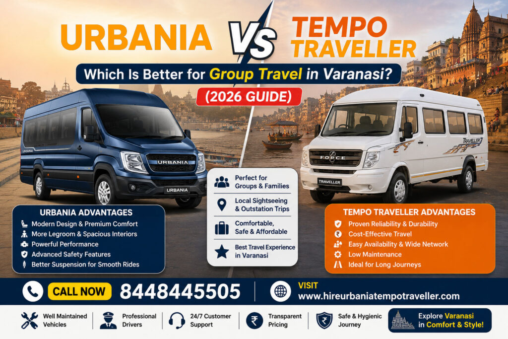 Urbania vs Tempo Traveller comparison Varanasi